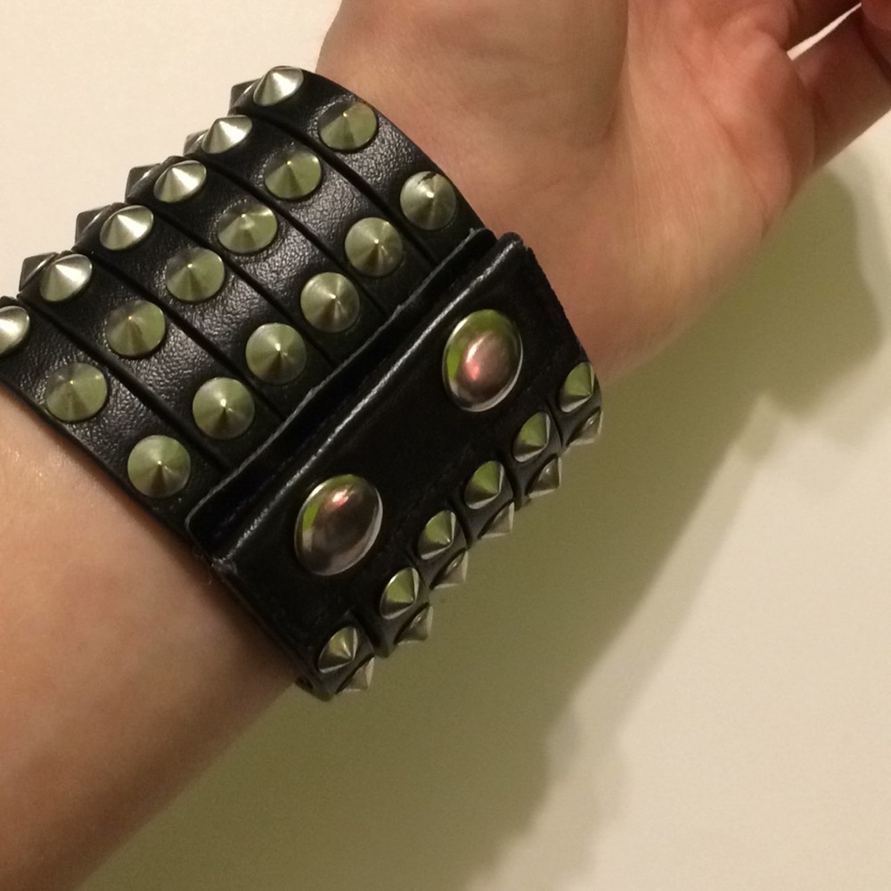 Black spike studded wristband
